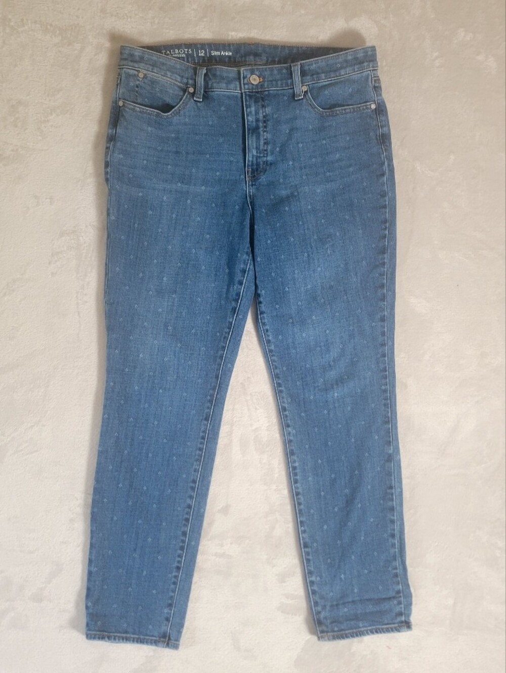 Talbots Flawless Size‎ 12 Slim Ankle Jeans With Swiss Dots